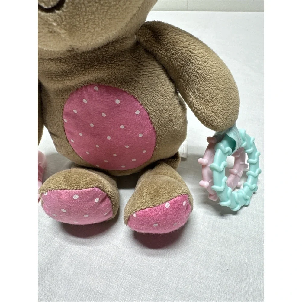 Child Of Mine Carters Brown Monkey Plush Pink Baby Girl Rattle Crinkle Teether